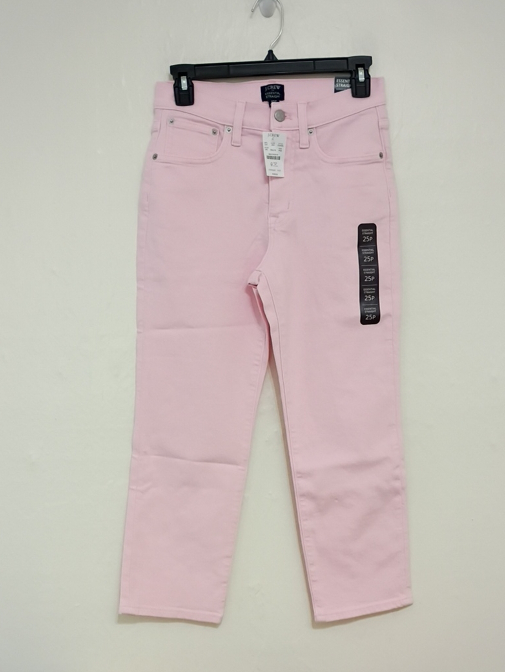 J Crew Pink Denim Essential Straight Leg Crop Jean Size 25P NWT MSRP $128
